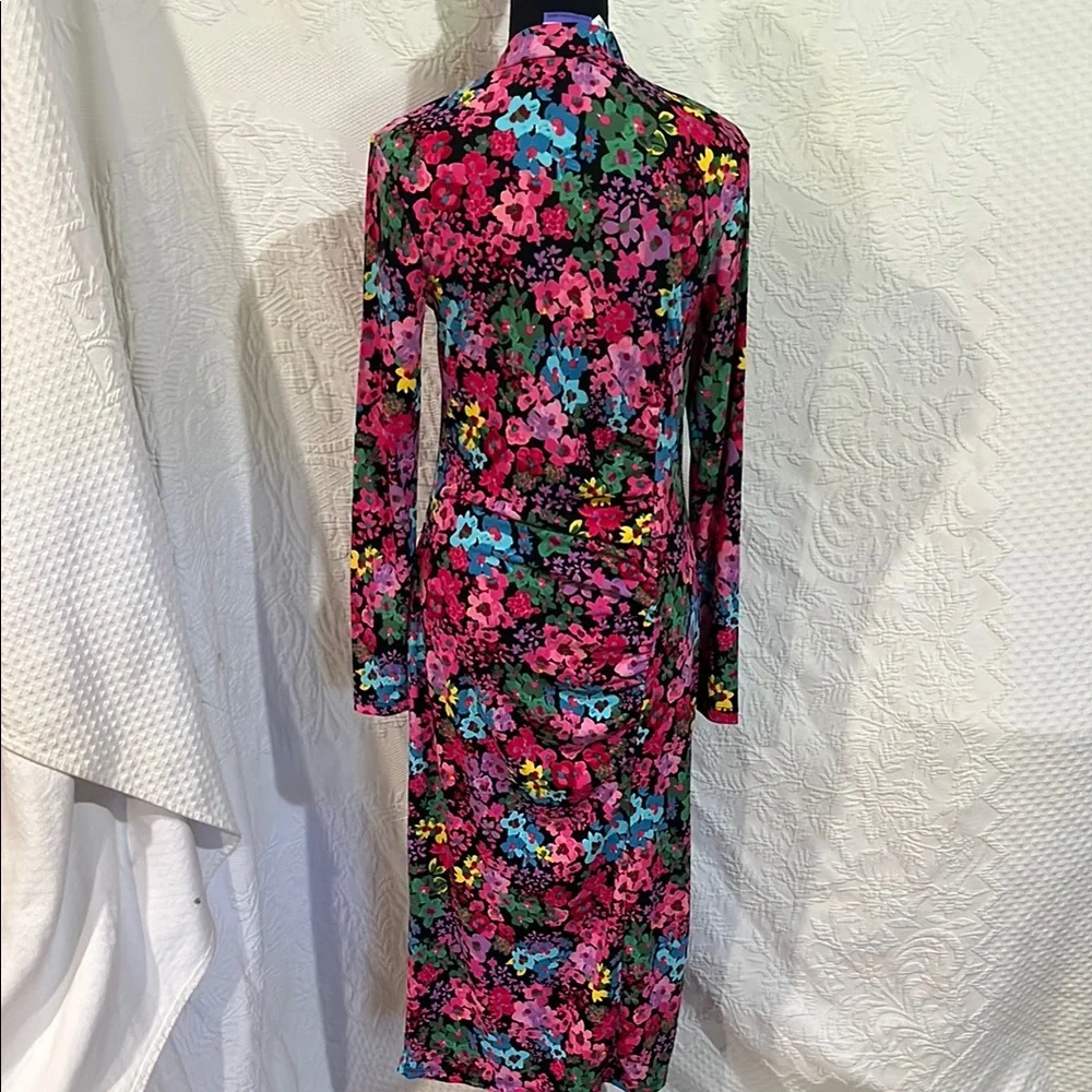 FUTURE COLLECTIVE Floral Long Sleeve Mock Neck Ruched Dress, size medium, NWT - Picture 6 of 14